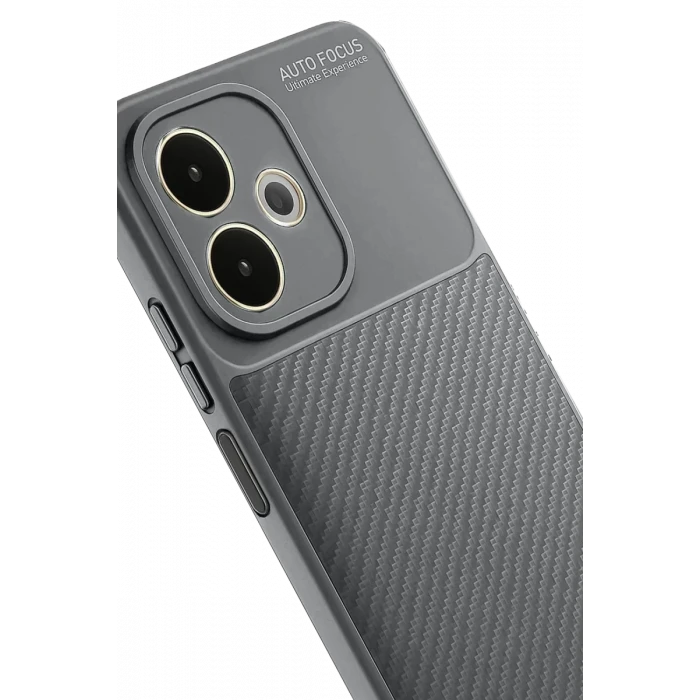 Newface Oppo A5 Pro 4G Kılıf Auto Focus Karbon Kapak - Gri