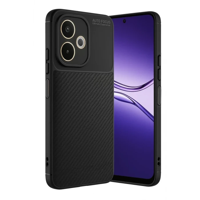 Newface Oppo A5 Pro 4G Kılıf Auto Focus Karbon Kapak - Siyah