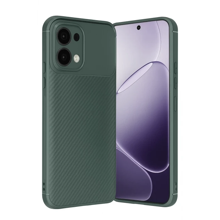 Newface Oppo A6 Pro 4G Auto Focus Karbon Kapak - Koyu Yeşil