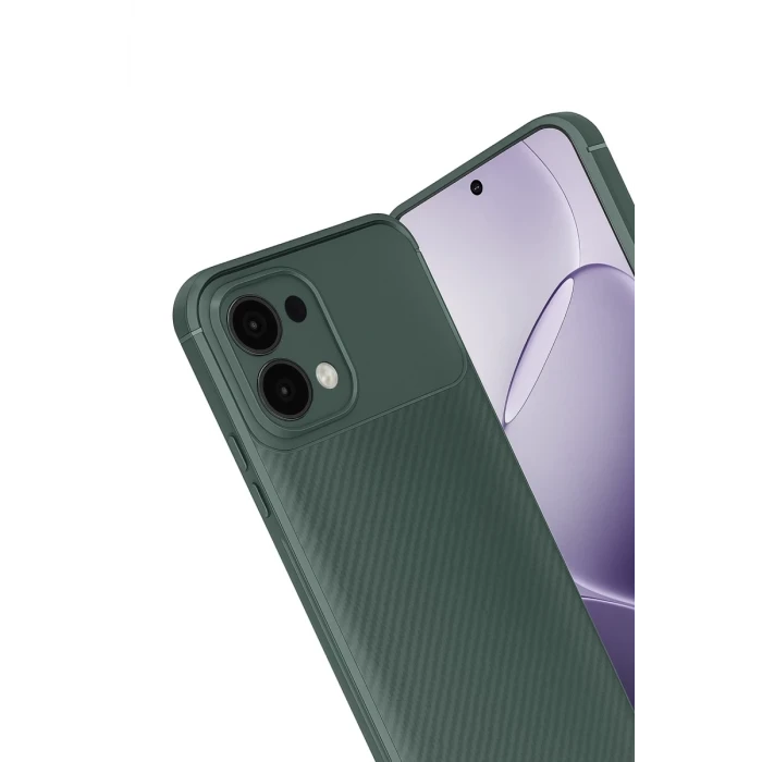 Newface Oppo A6 Pro 4G Auto Focus Karbon Kapak - Koyu Yeşil