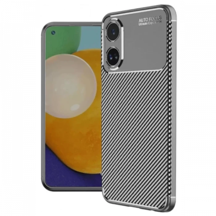 Newface Oppo A60 Kılıf Auto Focus Karbon Kapak - Gri