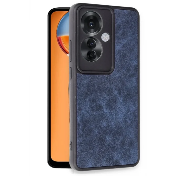 Newface Oppo Reno 11F Kılıf Aras Deri Kapak - Lacivert