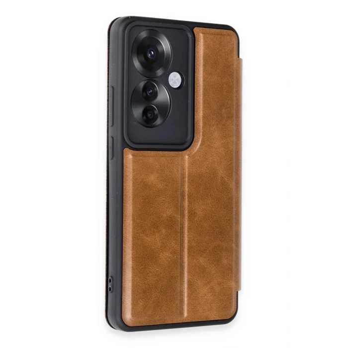 Newface Oppo Reno 11F Kılıf Flip Cover - Taba