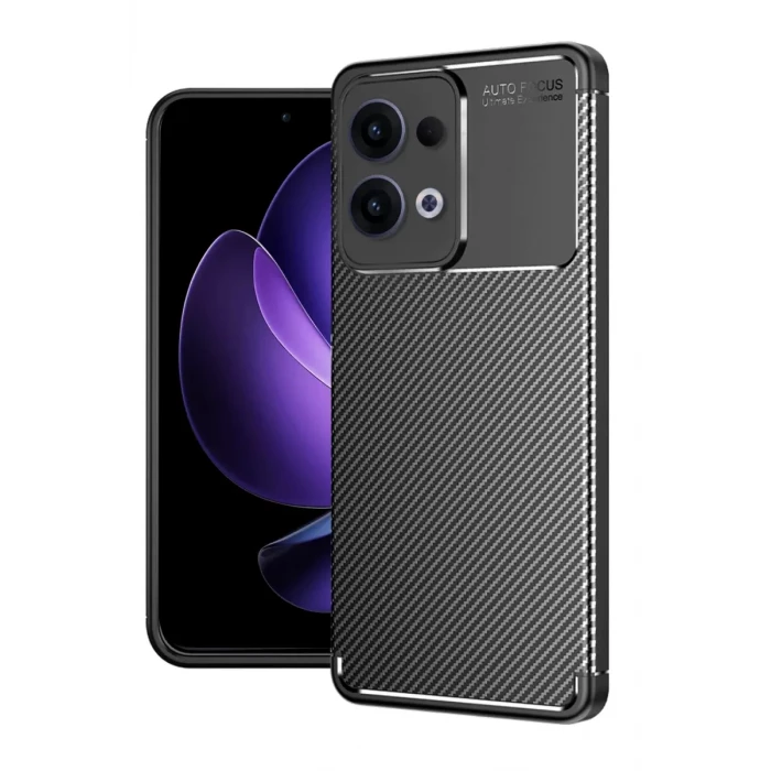 Newface Oppo Reno 13 Pro Kılıf Auto Focus Karbon Kapak - Siyah
