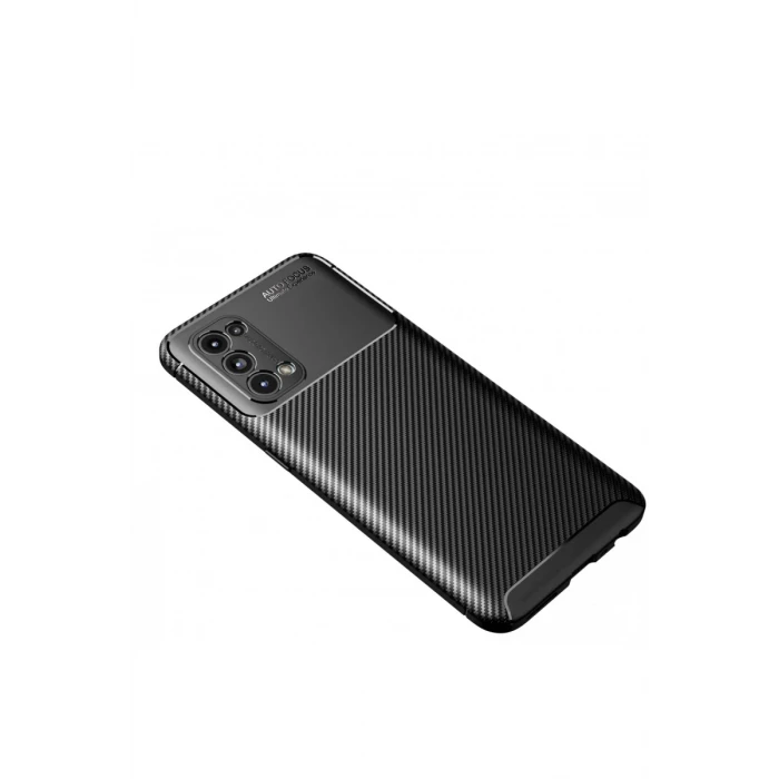 Newface Oppo Reno 5 Kılıf Auto Focus Karbon Kapak - Siyah