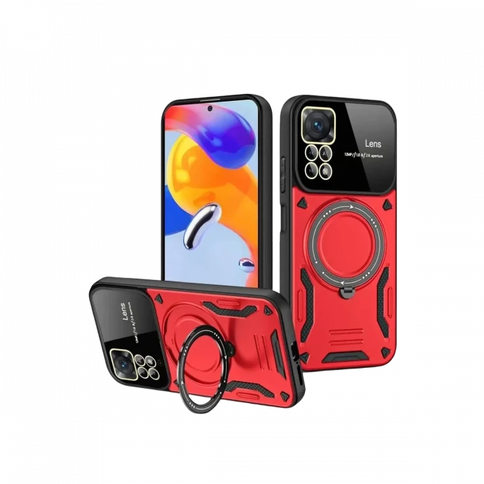 Newface Realme 11 Pro Plus Joy Lens Standlı Kapak - Kırmızı