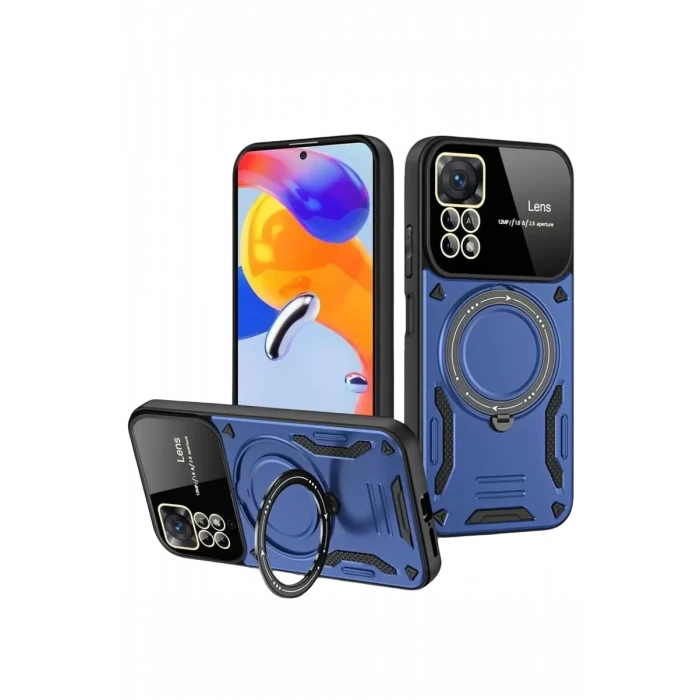 Newface Realme 11 Pro Plus Joy Lens Standlı Kapak - Lacivert