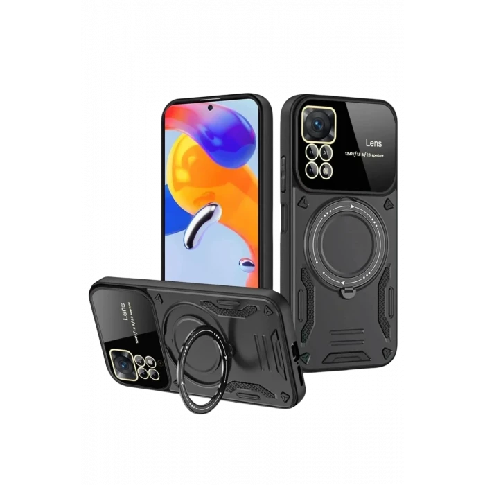 Newface Realme 11 Pro Plus Joy Lens Standlı Kapak - Siyah