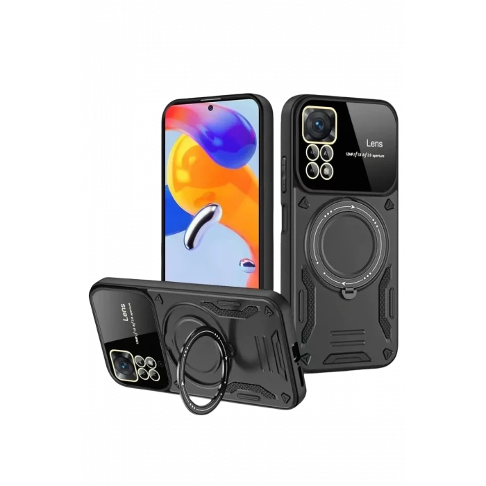 Newface Realme 11 Pro Plus Joy Lens Standlı Kapak - Siyah