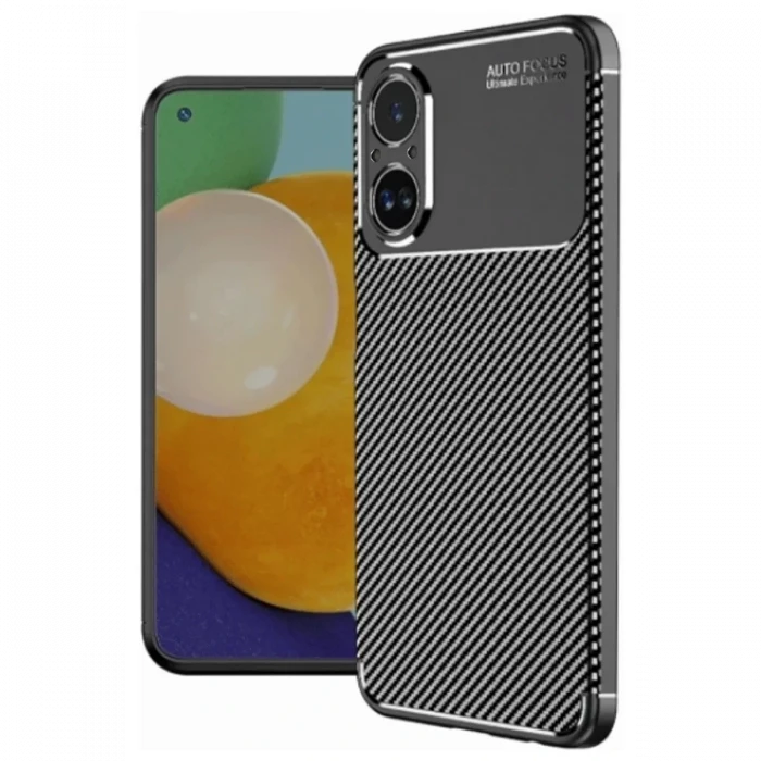 Newface Realme 12 Lite Kılıf Auto Focus Karbon Kapak - Siyah