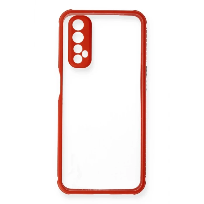 Newface Realme 7 Kılıf Miami Şeffaf Silikon - Kırmızı