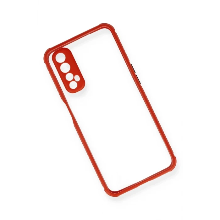 Newface Realme 7 Kılıf Miami Şeffaf Silikon - Kırmızı
