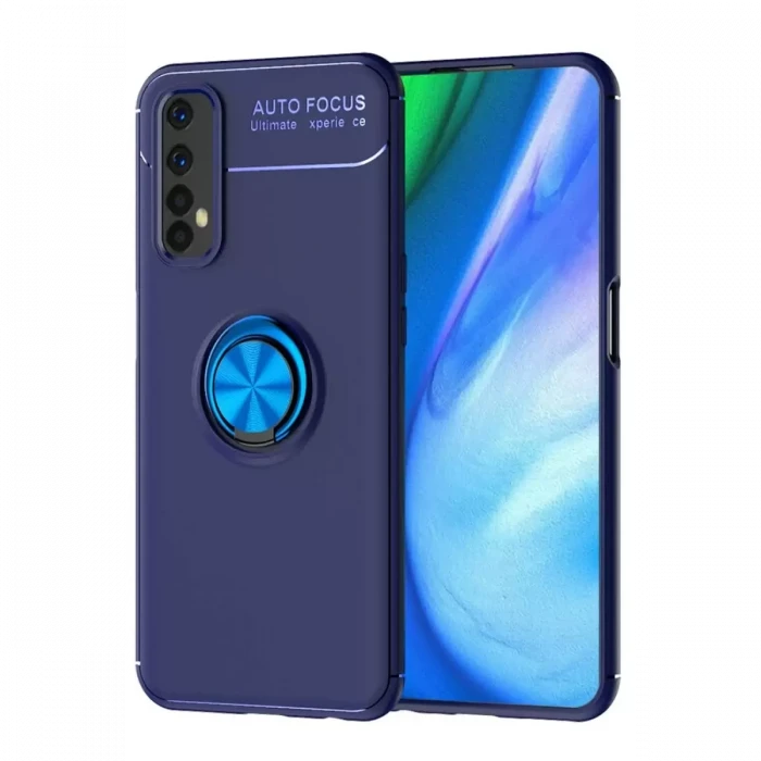 Newface Realme 7 Kılıf Range Yüzüklü Silikon - Mavi