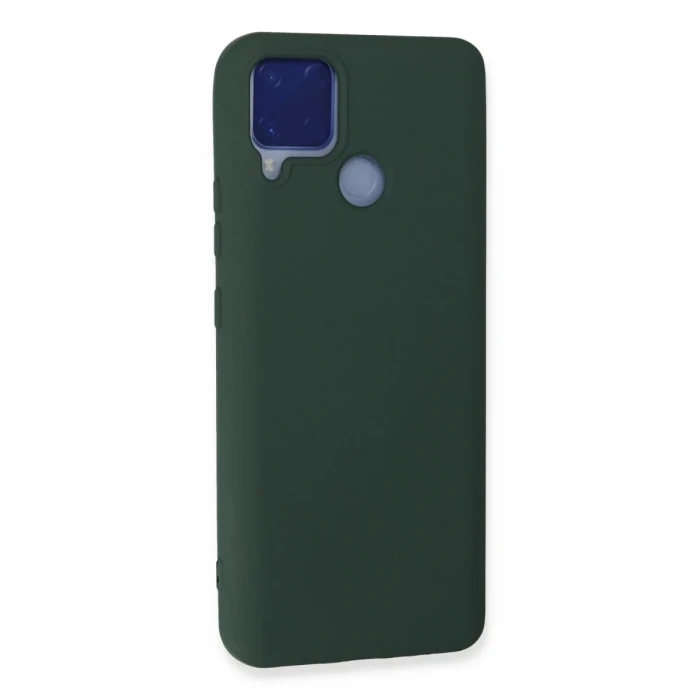 Newface Realme C15 Kılıf Nano içi Kadife Silikon - Koyu Yeşil