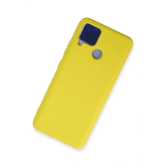 Newface Realme C15 Kılıf Nano içi Kadife Silikon - Sarı