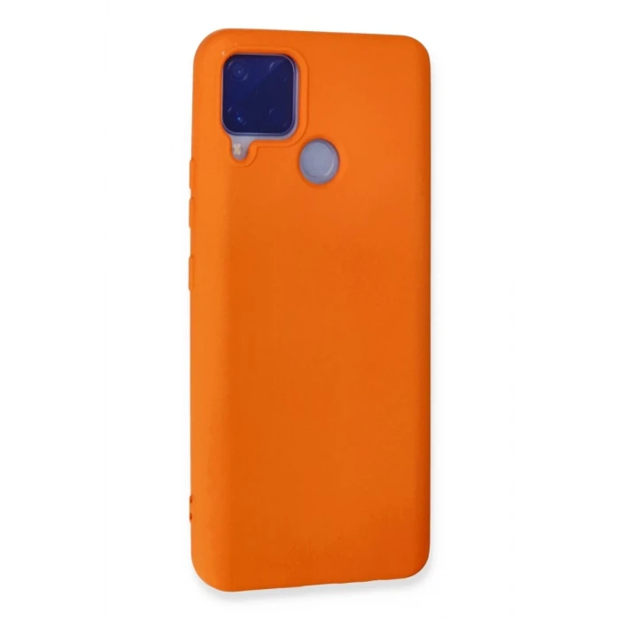 Newface Realme C15 Kılıf Nano içi Kadife Silikon - Turuncu