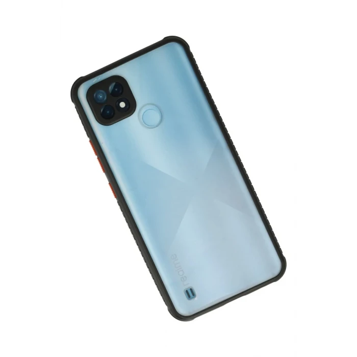 Newface Realme C21 Kılıf Miami Şeffaf Silikon - Siyah