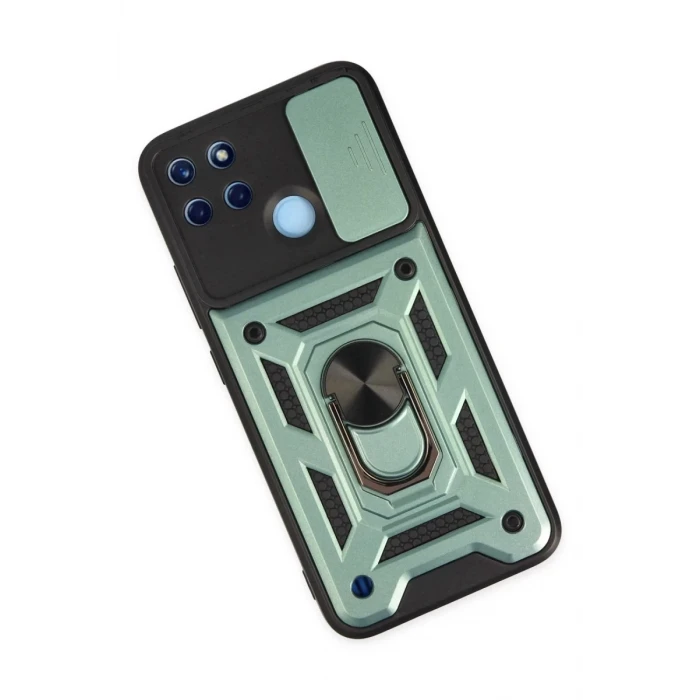 Newface Realme C25Y Kılıf Pars Lens Yüzüklü Silikon - Yeşil