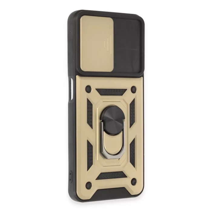 Newface Realme C35 Kılıf Pars Lens Yüzüklü Silikon - Gold