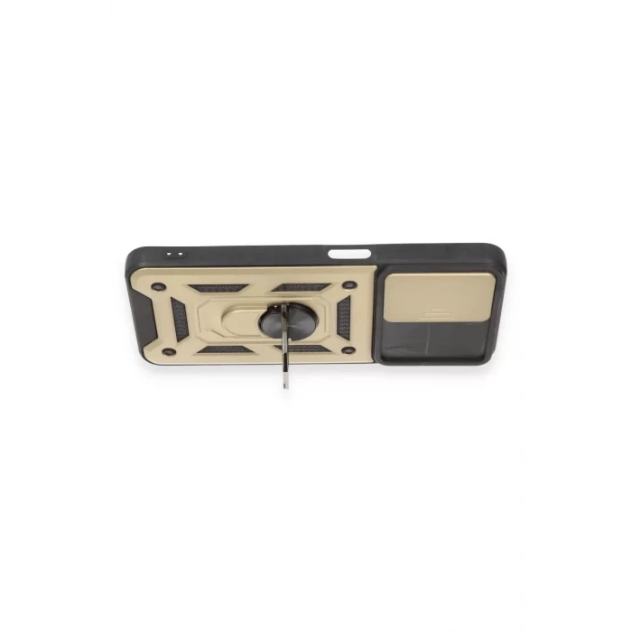 Newface Realme C35 Kılıf Pars Lens Yüzüklü Silikon - Gold