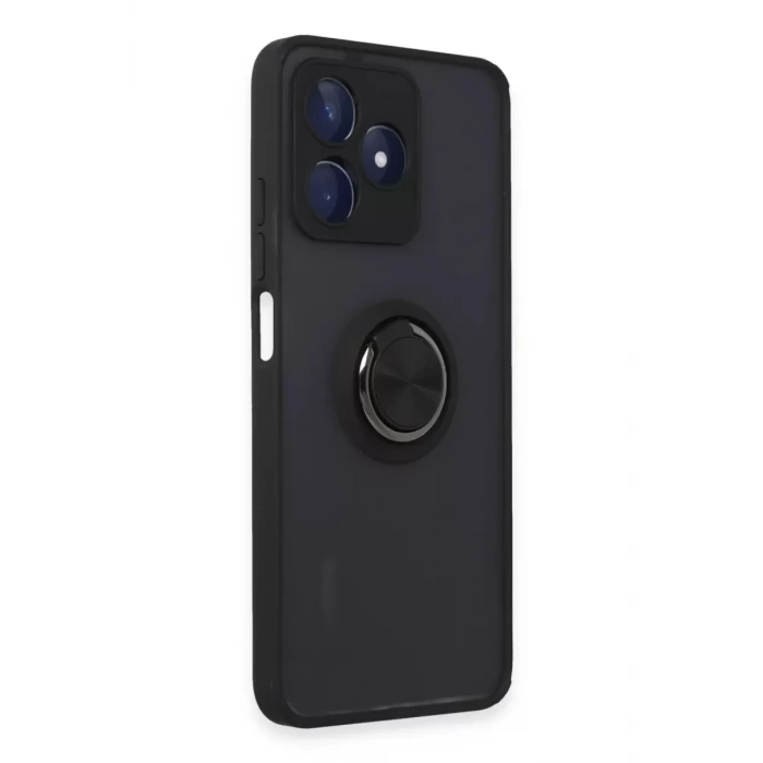 Newface Realme C53 Kılıf Montreal Yüzüklü Silikon Kapak - Siyah