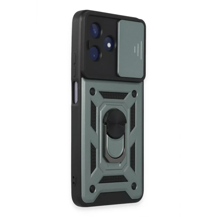 Newface Realme C53 Kılıf Pars Lens Yüzüklü Silikon - Yeşil