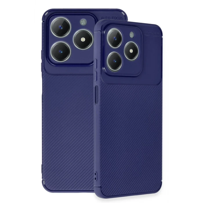 Newface Realme C61 Kılıf Auto Focus Karbon Kapak - Lacivert
