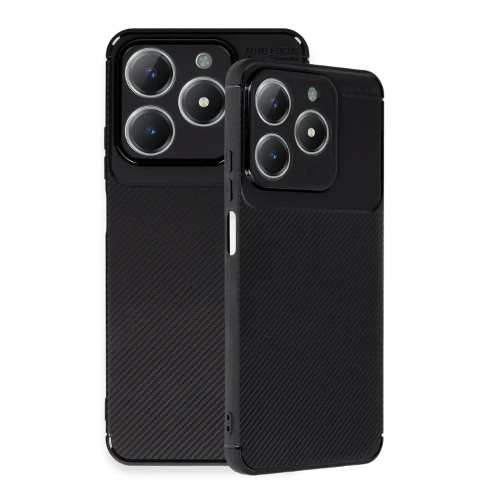 Newface Realme C61 Kılıf Auto Focus Karbon Kapak - Siyah