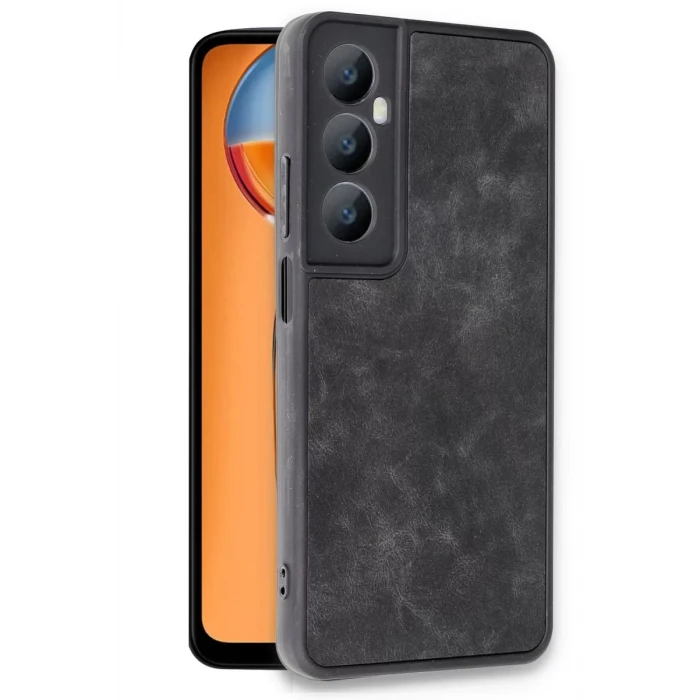 Newface Realme C65 Kılıf Aras Deri Kapak - Siyah