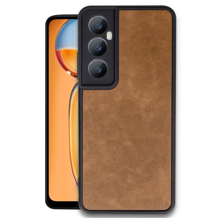Newface Realme C65 Kılıf Aras Deri Kapak - Taba