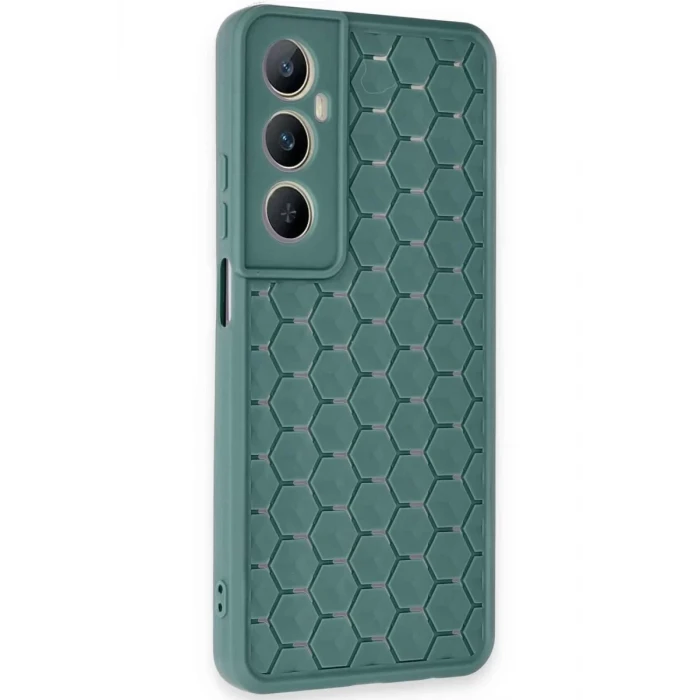 Newface Realme C65 Kılıf Petek Silikon Kapak - Koyu Yeşil
