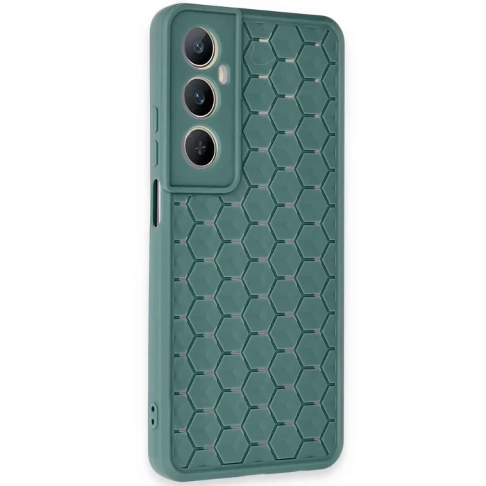 Newface Realme C65 Kılıf Petek Silikon Kapak - Koyu Yeşil