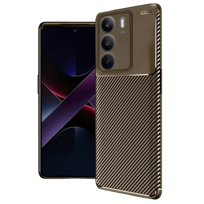 Newface Realme C75 4G Auto Focus Karbon Kapak - Kahverengi