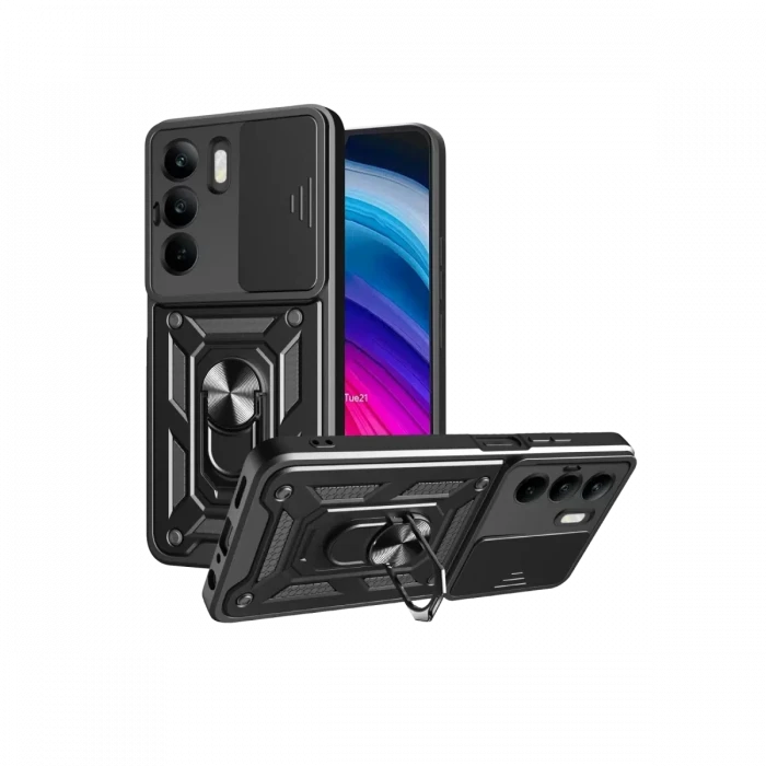 Newface Realme C75 4G Kılıf Pars Lens Yüzüklü Silikon - Siyah