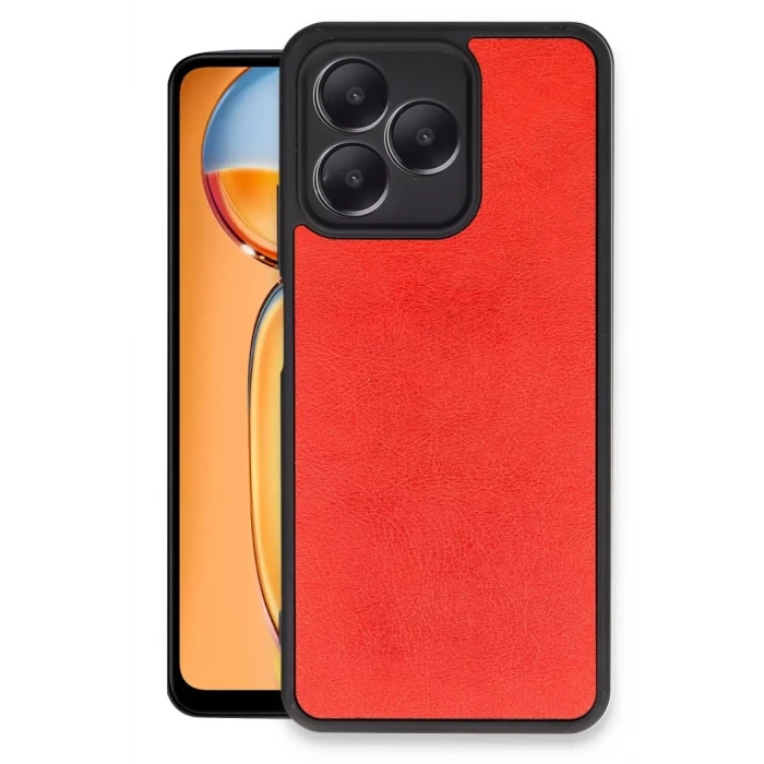 Newface Realme Note 50 4G Kılıf Aras Deri Kapak - Kırmızı