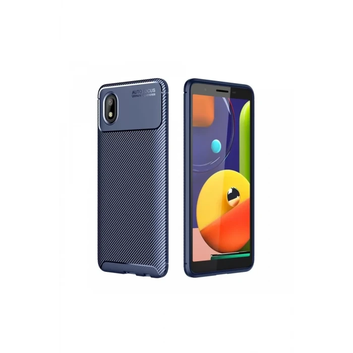 Newface Samsung Galaxy A01 Core Kılıf Auto Focus Karbon Kapak - Lacivert