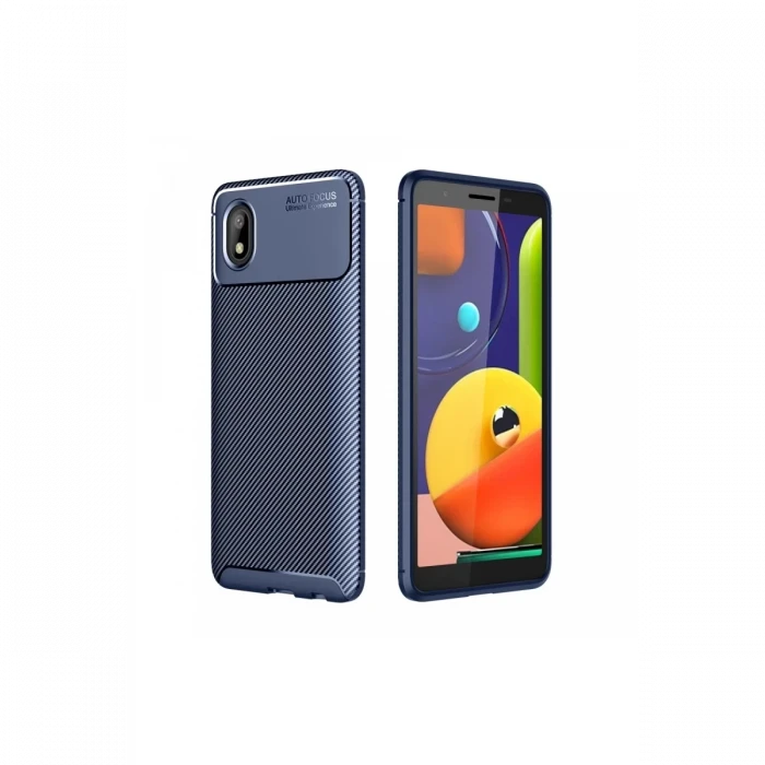 Newface Samsung Galaxy A01 Core Kılıf Auto Focus Karbon Kapak - Lacivert