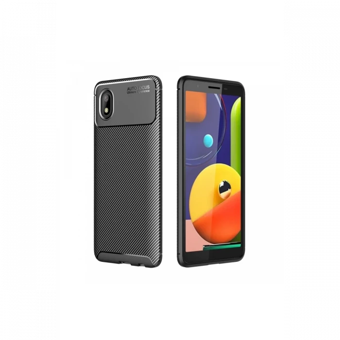 Newface Samsung Galaxy A01 Core Kılıf Auto Focus Karbon Kapak - Siyah