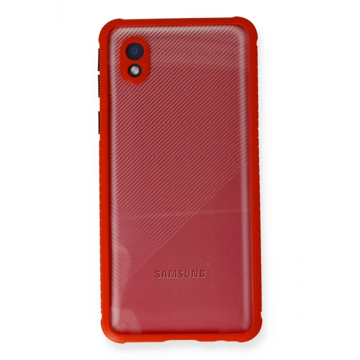 Newface Samsung Galaxy A01 Core Kılıf Miami Şeffaf Silikon - Kırmızı