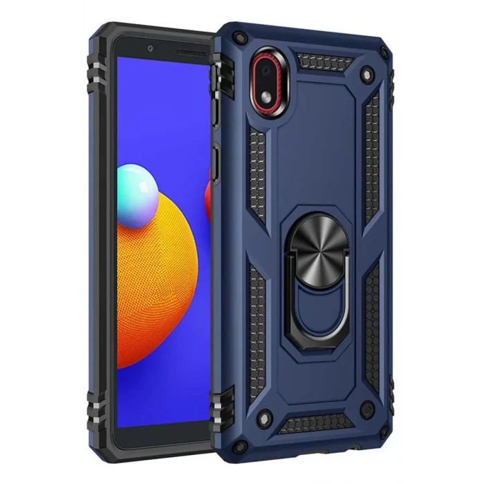 Newface Samsung Galaxy A01 Core Kılıf Sofya Yüzüklü Silikon Kapak - Lacivert