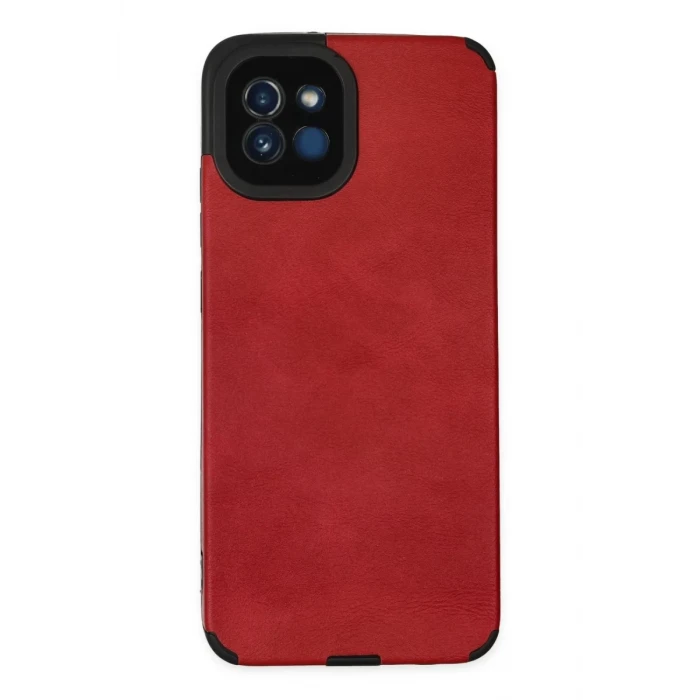 Newface Samsung Galaxy A03 Kılıf Loop Deri Silikon - Kırmızı