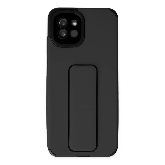 Newface Samsung Galaxy A03 Kılıf Mega Standlı Silikon - Siyah