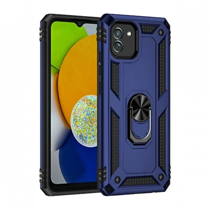 Newface Samsung Galaxy A03 Kılıf Sofya Yüzüklü Silikon Kapak - Lacivert