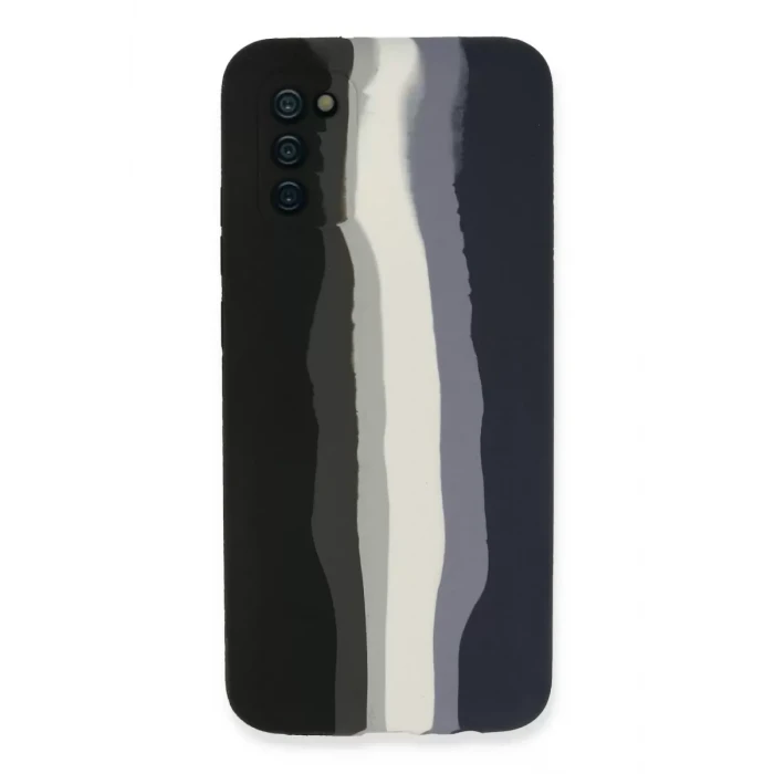Newface Samsung Galaxy A03S Kılıf Ebruli Lansman Silikon - Siyah-Lacivert