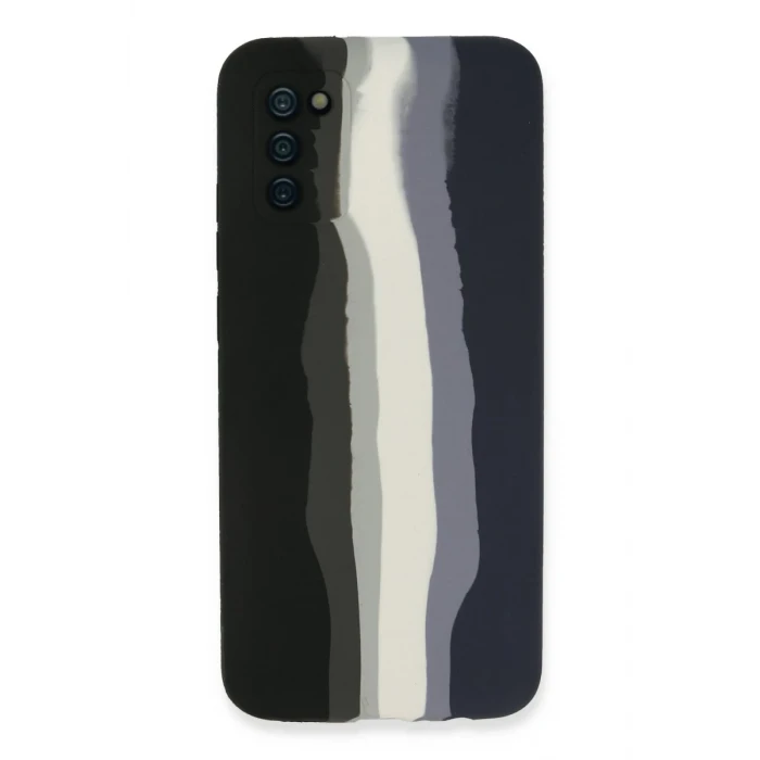 Newface Samsung Galaxy A03S Kılıf Ebruli Lansman Silikon - Siyah-Lacivert