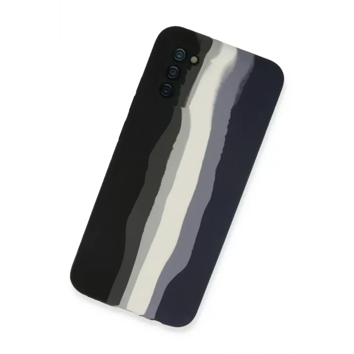 Newface Samsung Galaxy A03S Kılıf Ebruli Lansman Silikon - Siyah-Lacivert