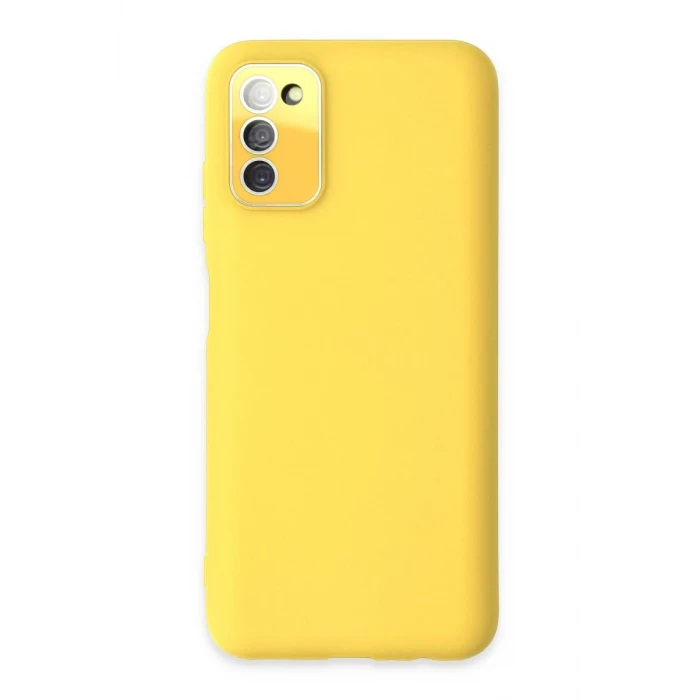 Newface Samsung Galaxy A03S Kılıf Lansman Glass Kapak - Sarı