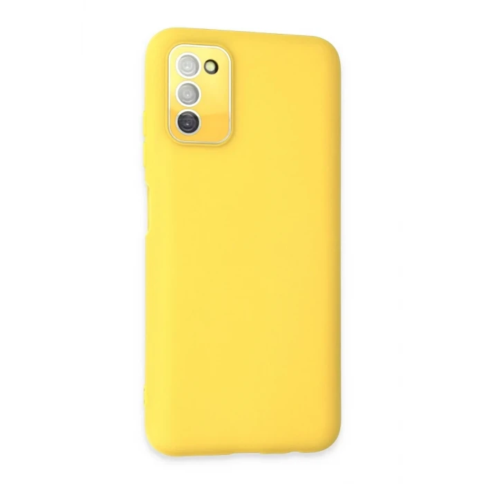 Newface Samsung Galaxy A03S Kılıf Lansman Glass Kapak - Sarı