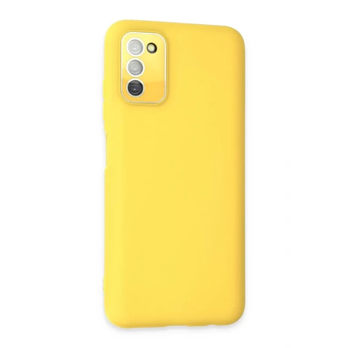 Newface Samsung Galaxy A03S Kılıf Lansman Glass Kapak - Sarı