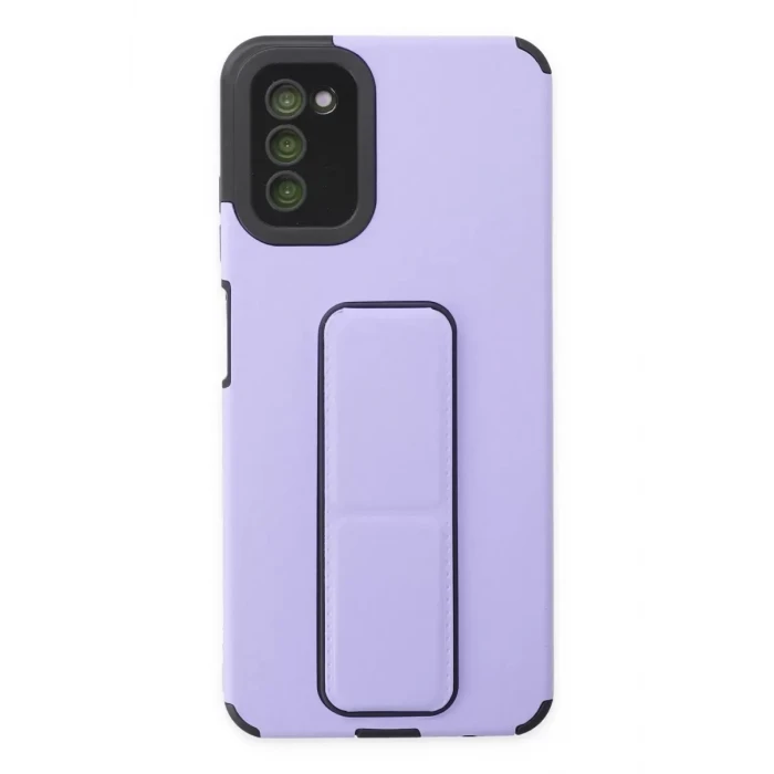 Newface Samsung Galaxy A03S Kılıf Mega Standlı Silikon - Lila
